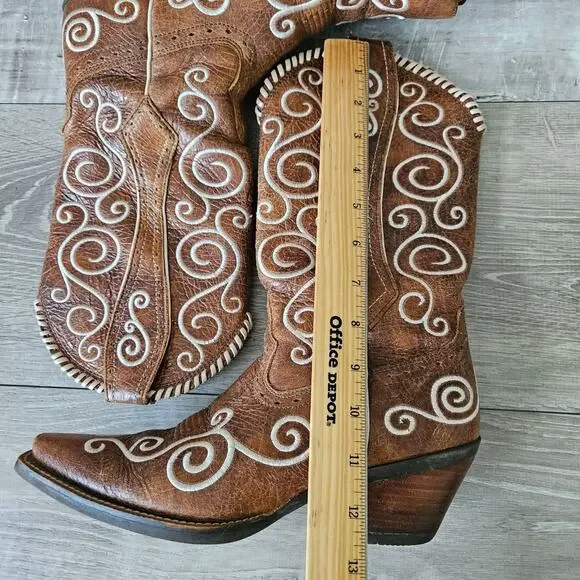 Ariat Shelleen Womens Western Leather Boots White Swirl Embroidery Size 7.5 - Picture 7 of 15